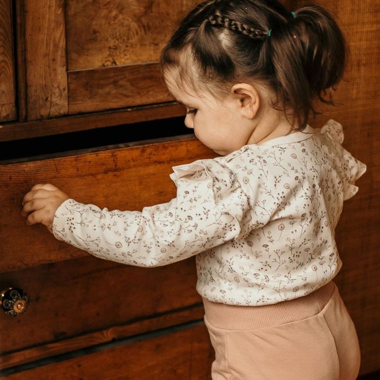 Body dziewczęce z długim rękawem, ecru, Bloom, Eevi
