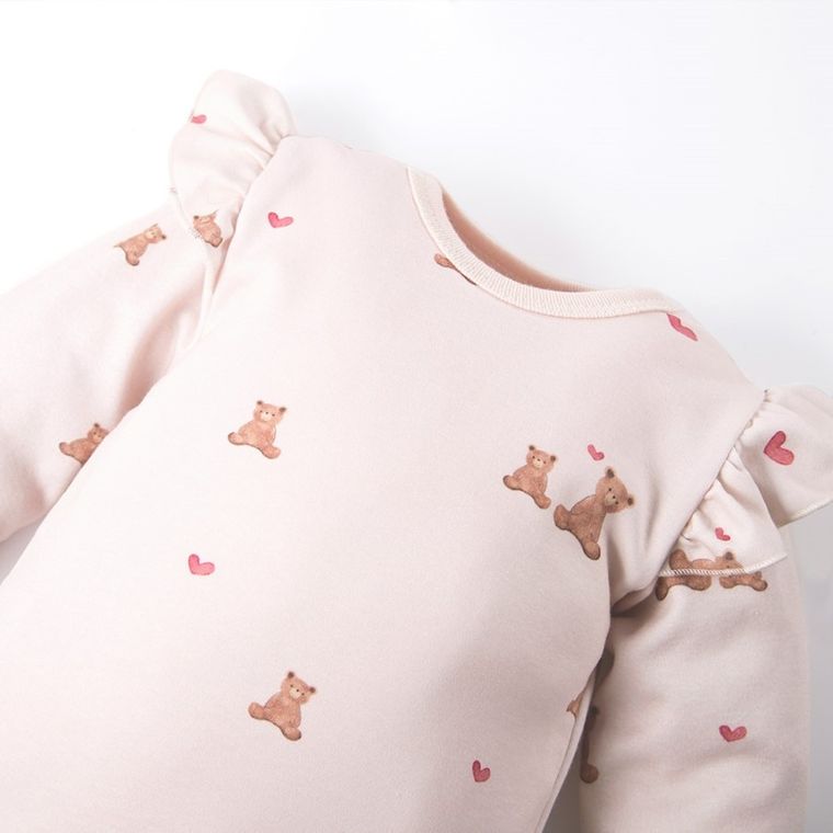 Body dziewczęce z długim rękawem, ecru, Eevi