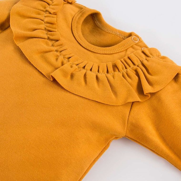 Body dziewczęce z długim rękawem, musztardowe, Eevi