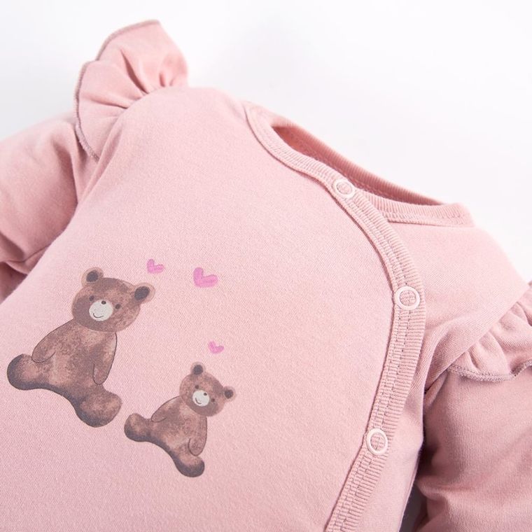 Body dziewczęce z długim rękawem, różowe, Eevi