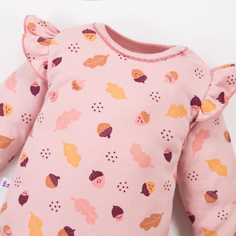 Body dziewczęce z długim rękawem, różowe, Eevi