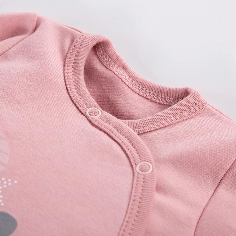 Body dziewczęce z długim rękawem, różowe, myszka, Eevi