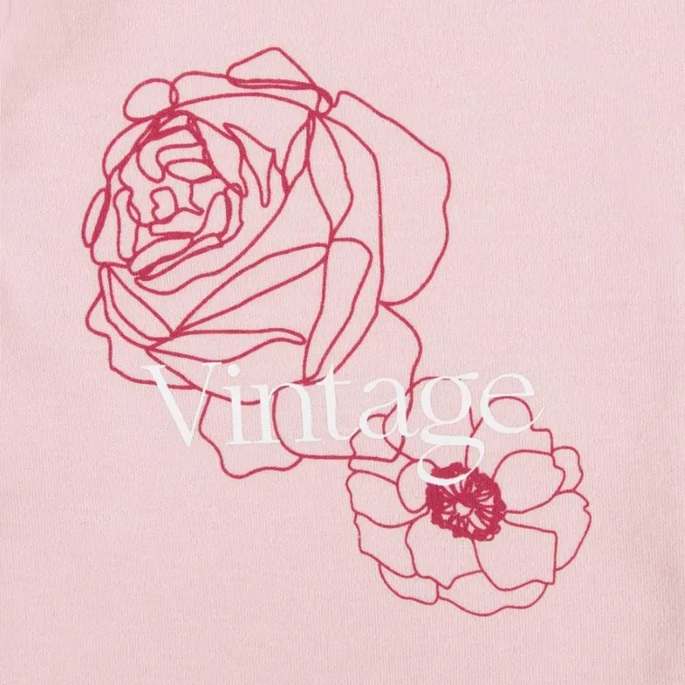 Body dziewczęce z długim rękawem, różowe, Vintage, Eevi