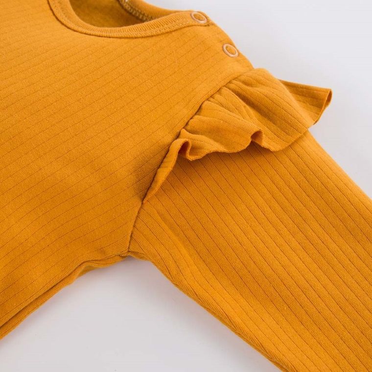 Body dziewczęce z długim rękawem, żółte, Eevi