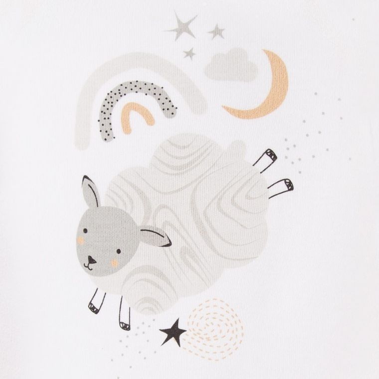 Body dziewczęce z krótkim rękawem, białe, owieczka, Eevi