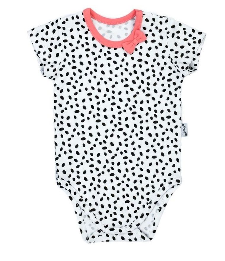 Body dziewczęce z krótkim rękawem, biało-czarne, plamki, Nicol
