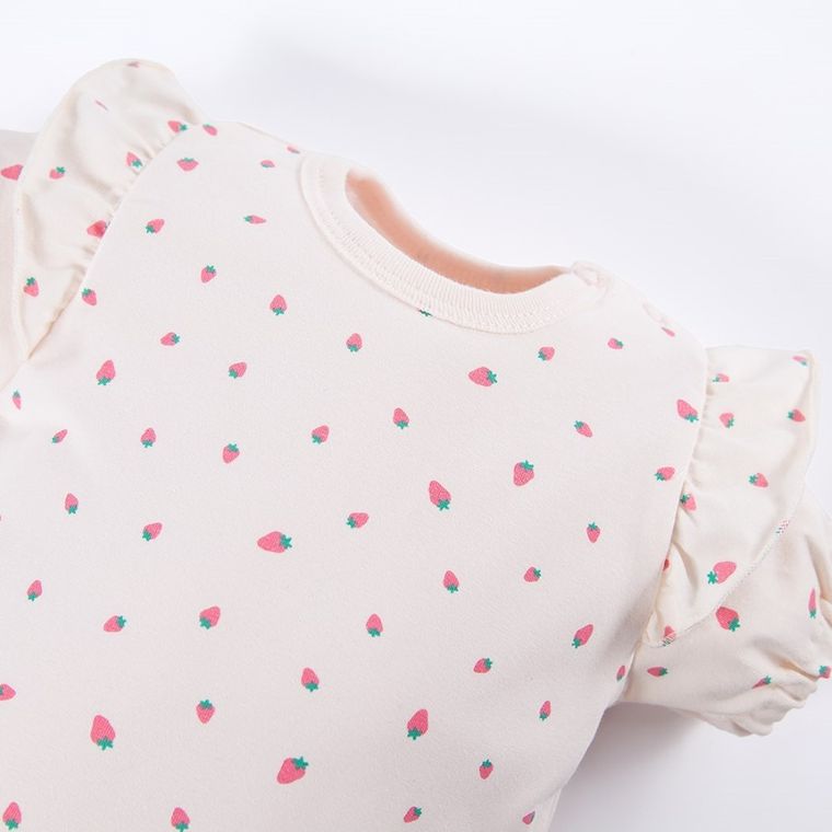 Body dziewczęce z krótkim rękawem, ecru, Eevi