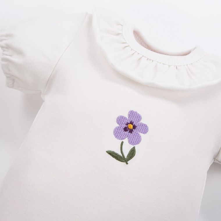 Body dziewczęce z krótkim rękawem, ecru, Eevi