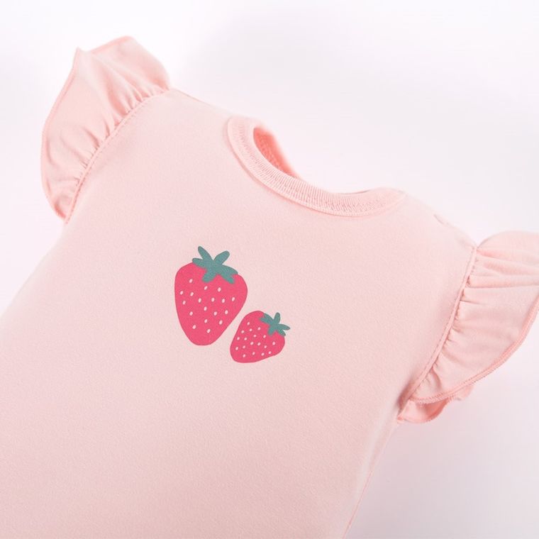 Body dziewczęce z krótkim rękawem, koralowe, Eevi