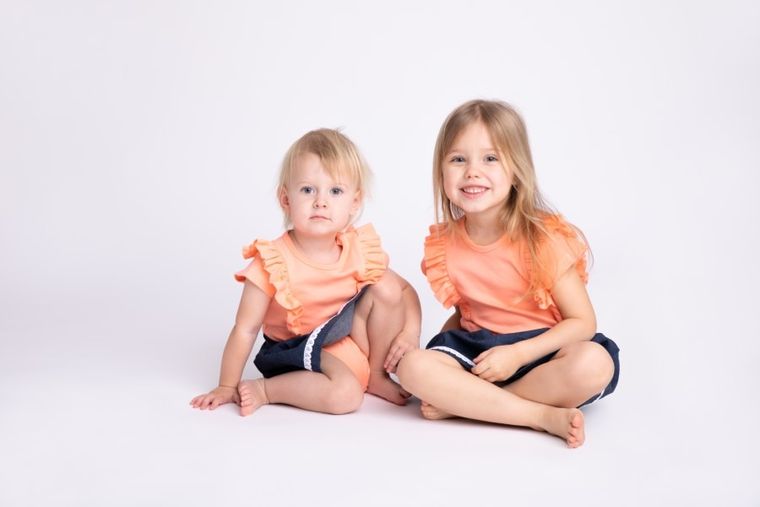 Body dziewczęce z krótkim rękawem, łososiowe, Nicol