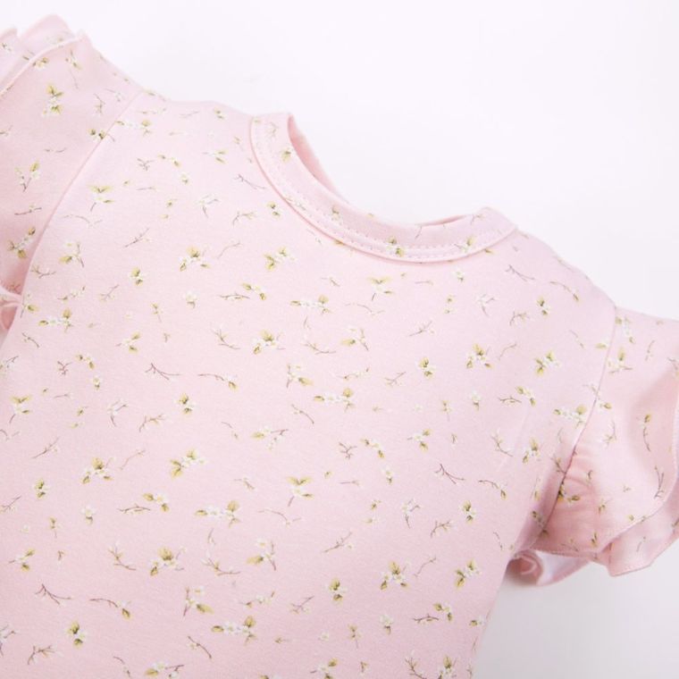 Body dziewczęce z krótkim rękawem, różowe, Eevi