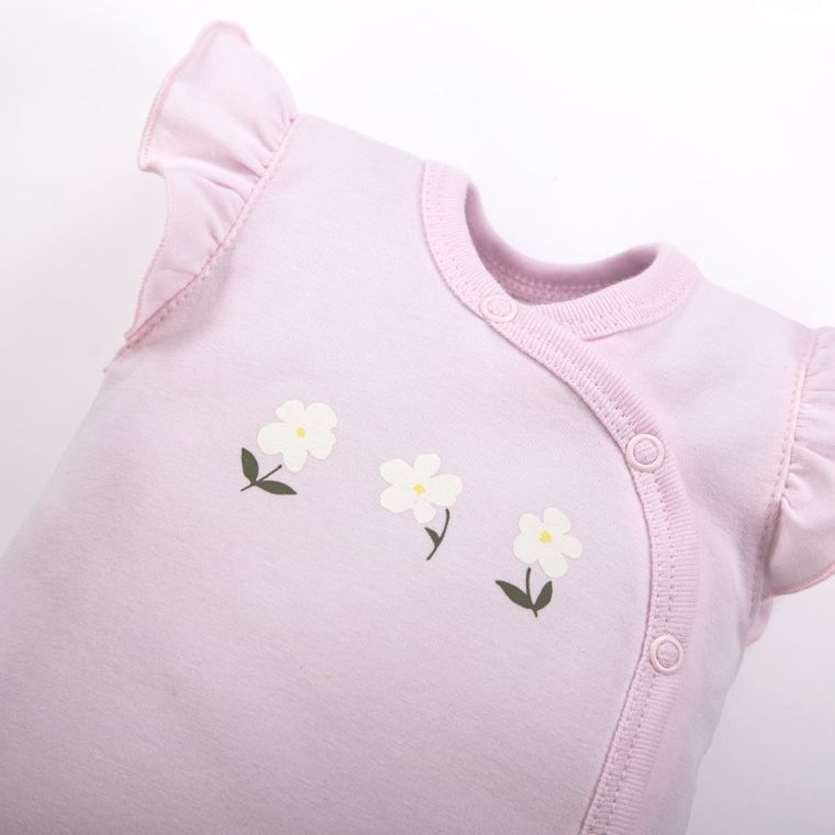Body dziewczęce z krótkim rękawem, różowe, Eevi