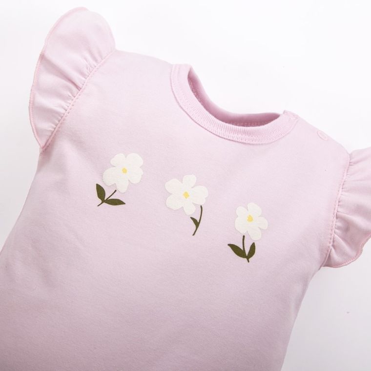 Body dziewczęce z krótkim rękawem, różowe, Eevi