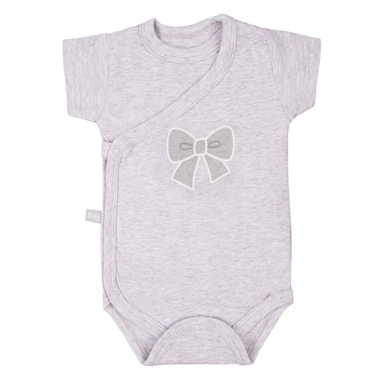 Body dziewczęce z krótkim rękawem, szare, kokardki, zestaw, 3 szt., Eevi