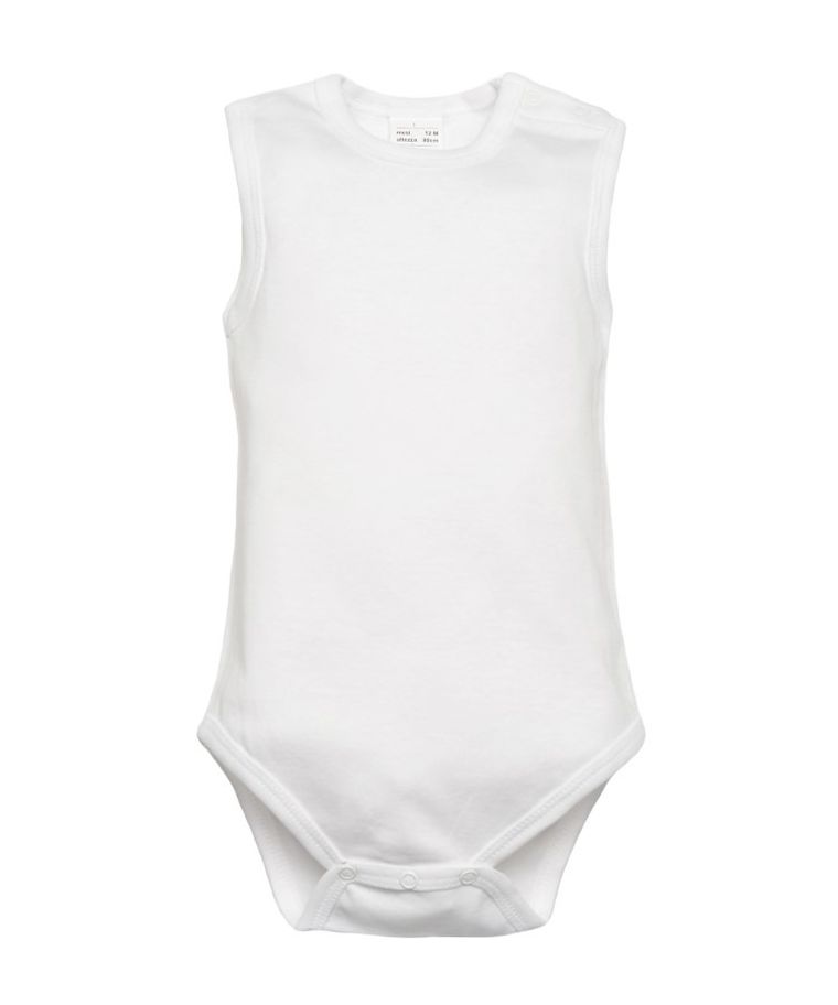 Body niemowlęce bez rękawów, białe, Olimpias