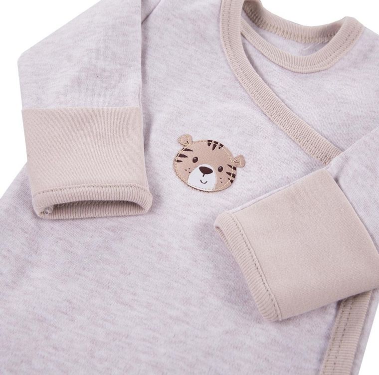 Body niemowlęce z długim rękawem, beżowe, Eevi