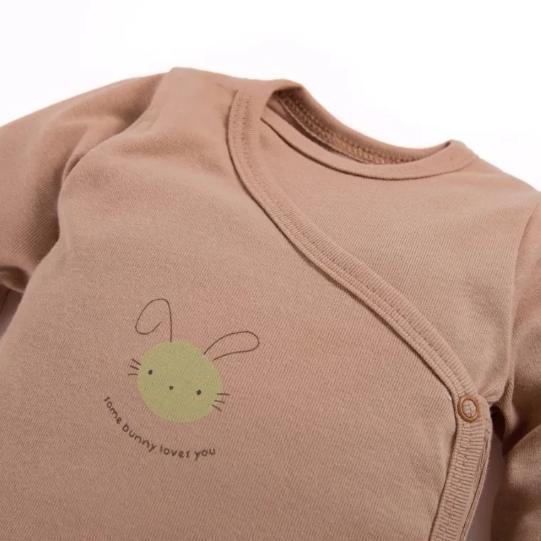 Body niemowlęce z długim rękawem, beżowe, Eevi