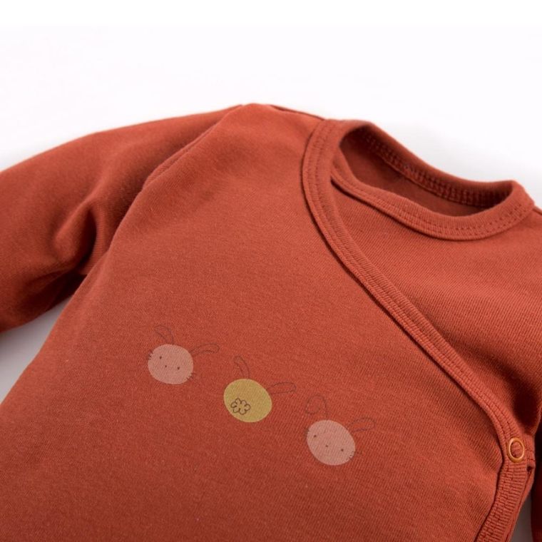 Body niemowlęce z długim rękawem, ceglane, Eevi
