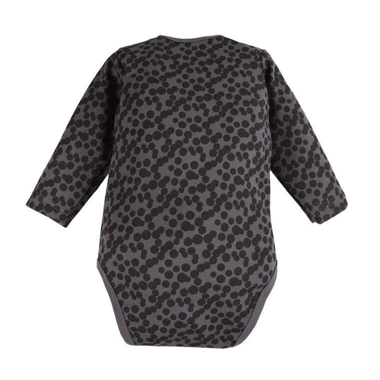 Body niemowlęce z długim rękawem, ciemnoszare, plamki, Eevi