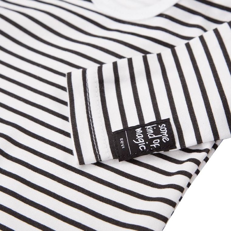 Body niemowlęce z długim rękawem, czarno-białe, paski, Eevi