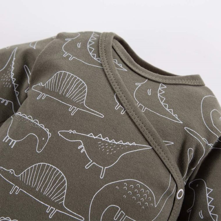 Body niemowlęce z długim rękawem, khaki, Eevi