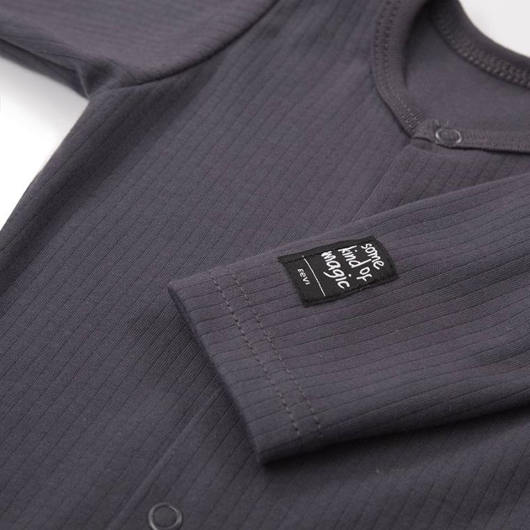 Body niemowlęce z długim rękawem, prążkowane, ciemnoszare, Eevi