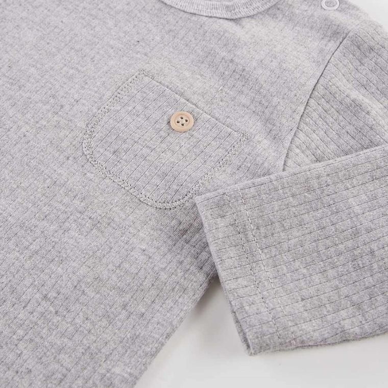 Body niemowlęce z długim rękawem, szare, Eevi