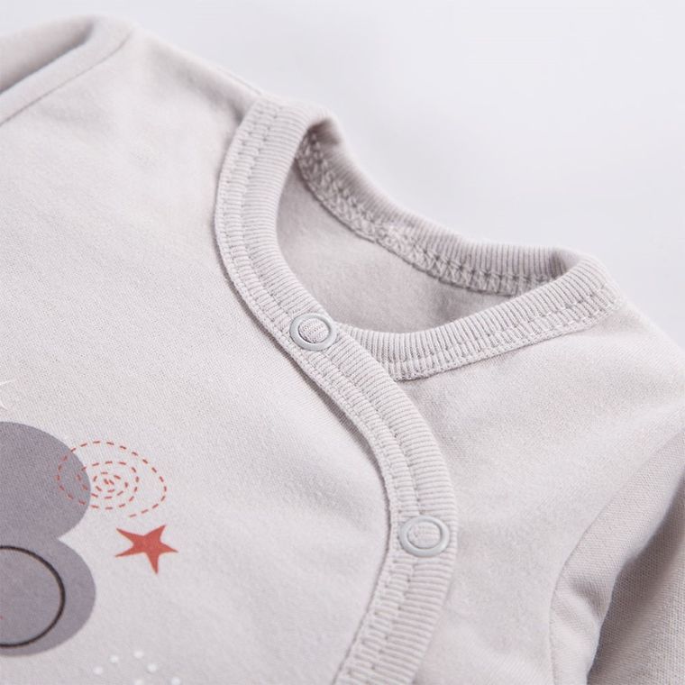 Body niemowlęce z długim rękawem, szare, Eevi