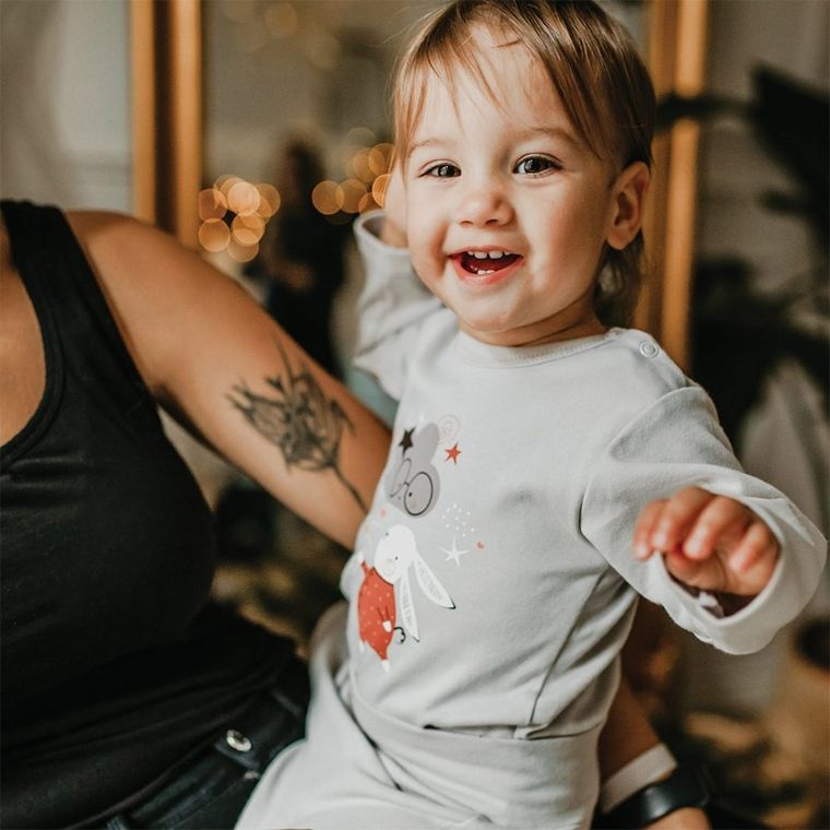 Body niemowlęce z długim rękawem, szare, Eevi