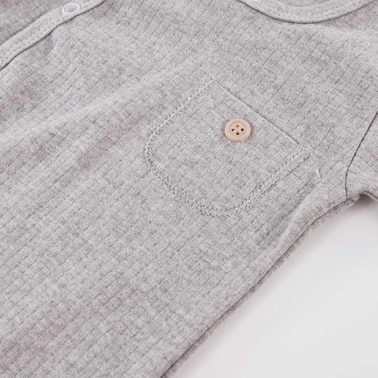 Body niemowlęce z długim rękawem, szare, rozpinane, Eevi