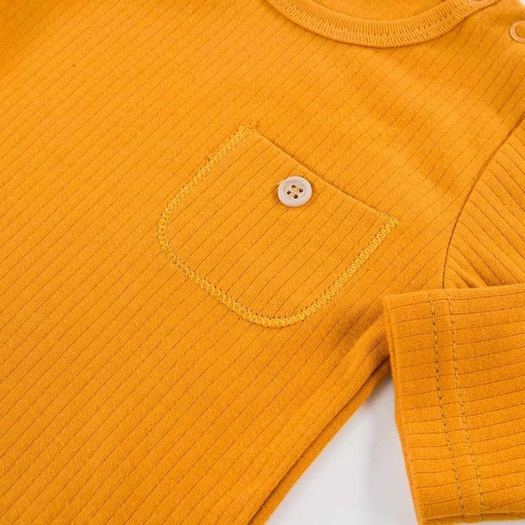 Body niemowlęce z długim rękawem, żółte, Eevi