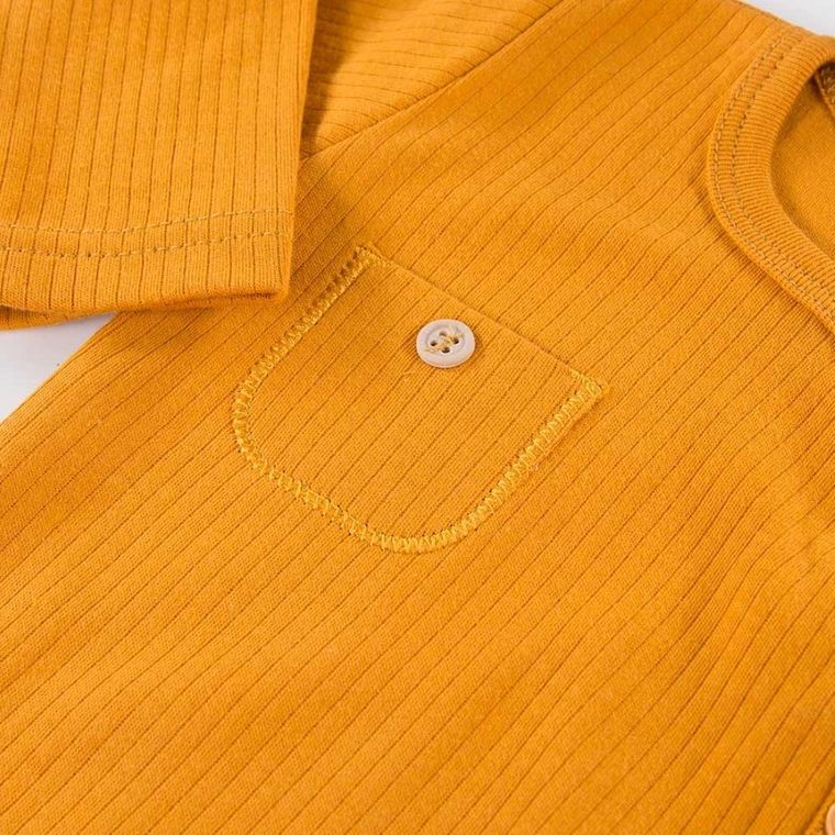 Body niemowlęce z długim rękawem, żółte, rozpinane, Eevi