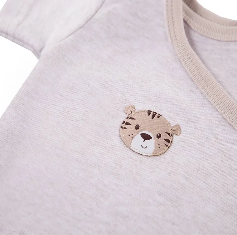 Body niemowlęce z krótkim rękawem, beżowe, tygrys, Eevi