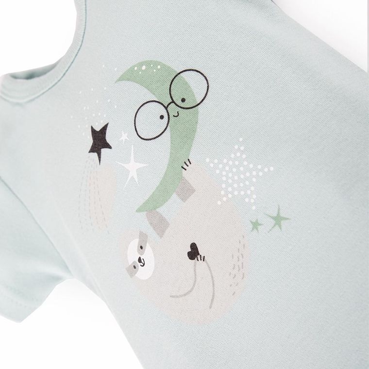 Body niemowlęce z krótkim rękawem, miętowe, leniwiec, Eevi