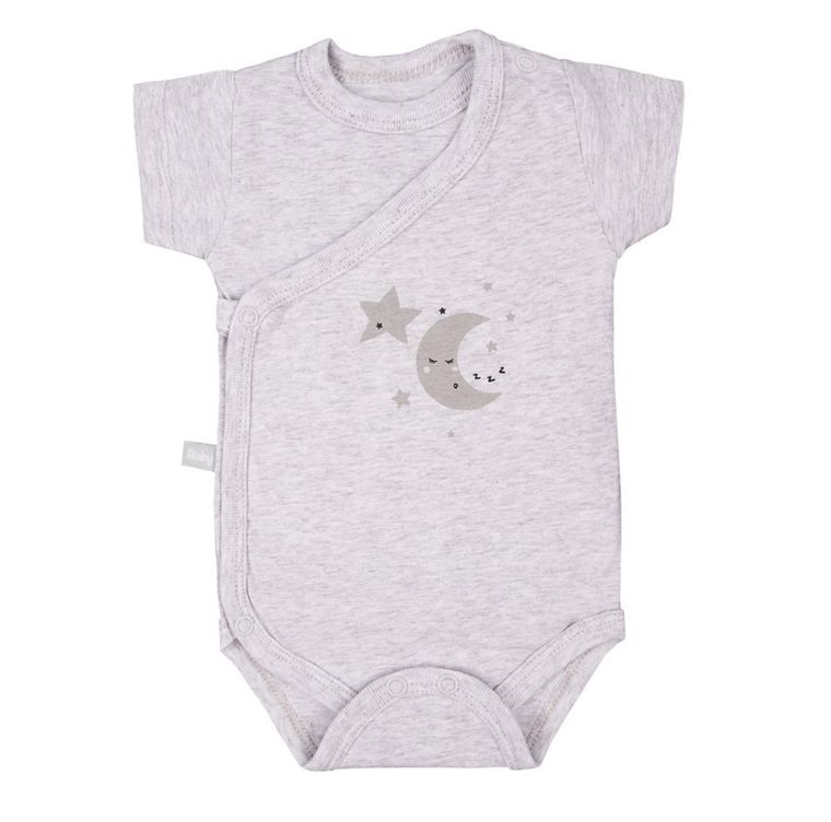 Body niemowlęce z krótkim rękawem, szare, gwiazdki, zestaw, 3 szt., Eevi