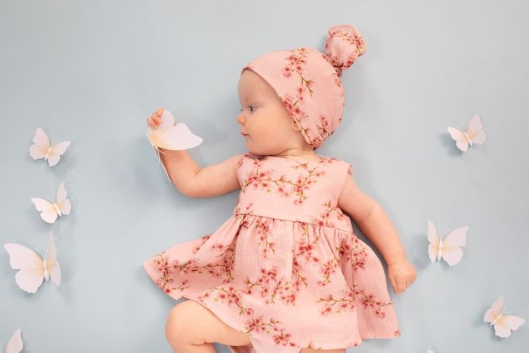 Body sukienka dziewczęce bez rękawów, bawełna organiczna, różowe, Pinokio