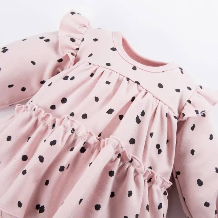 Body sukienka dziewczęce z długim rękawem, jasnoróżowe, Eevi