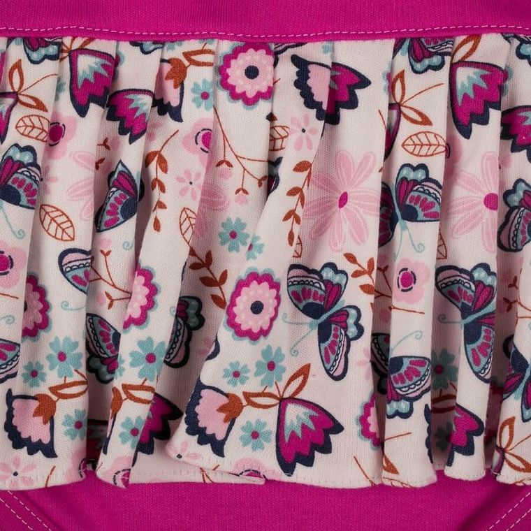 Body sukienka dziewczęce z długim rękawem, różowe, falbanka, Tup Tup