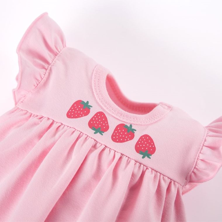 Body sukienka dziewczęce z krótkim rękawem, różowe, Eevi