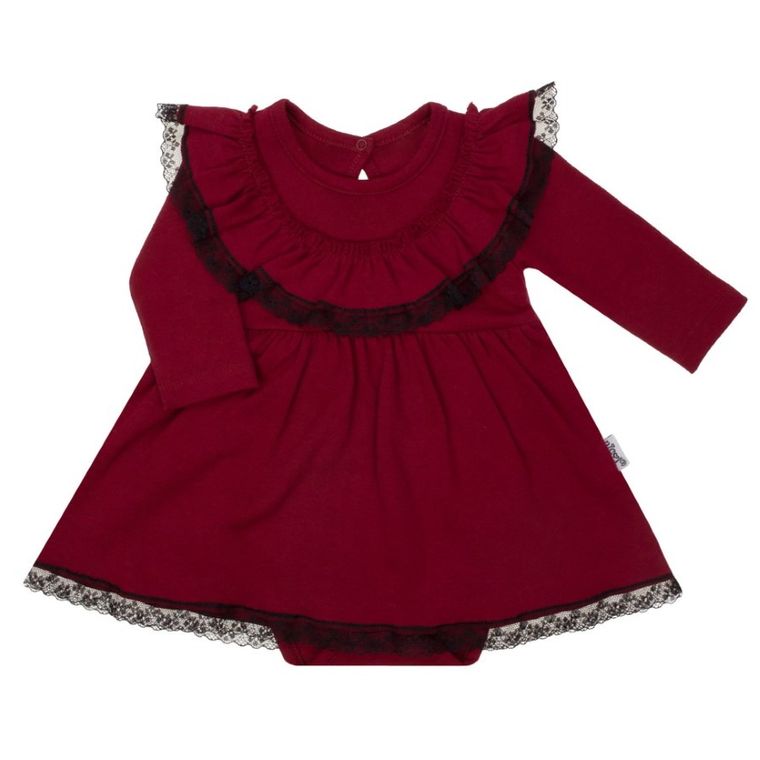 Body sukienka z długim rękawem, bordowe, Nicol