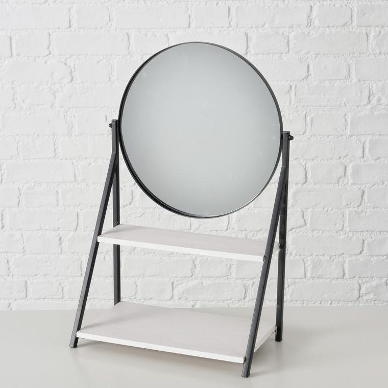 Boltze, Acapulco, okrągłe lusterko stojące z półką, 50,5 cm