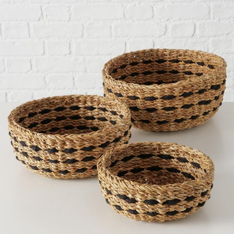 Boltze, Bokar, zestaw koszyków ozdobnych, okrągłych, 21-30 cm, 3 szt.