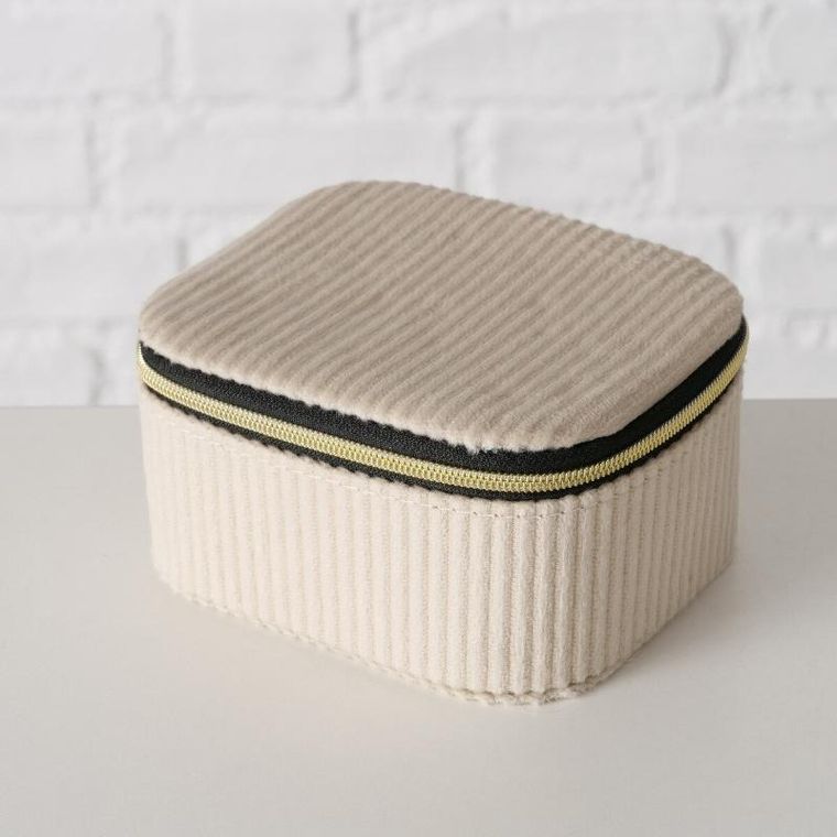 Boltze, Caja, pudełko na biżuterię, obite sztruksem, 12-10-6 cm