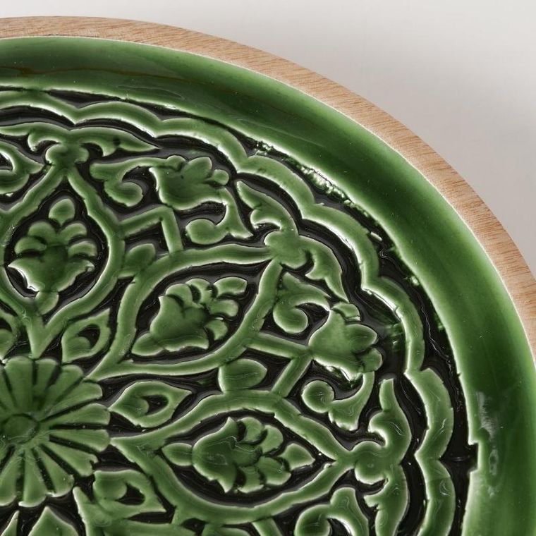 Boltze, drewniany talerz ze żłobionym wzorem, Grelo, ø 30 cm