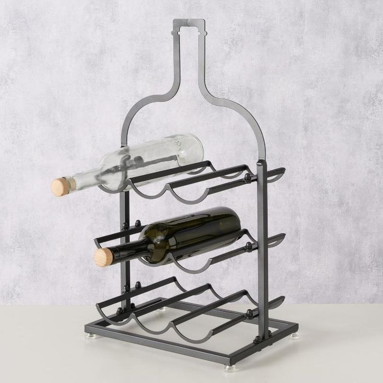 Boltze Home, Botella, stojak na wino metalowy w kształcie butelki, wys. 54,5 cm