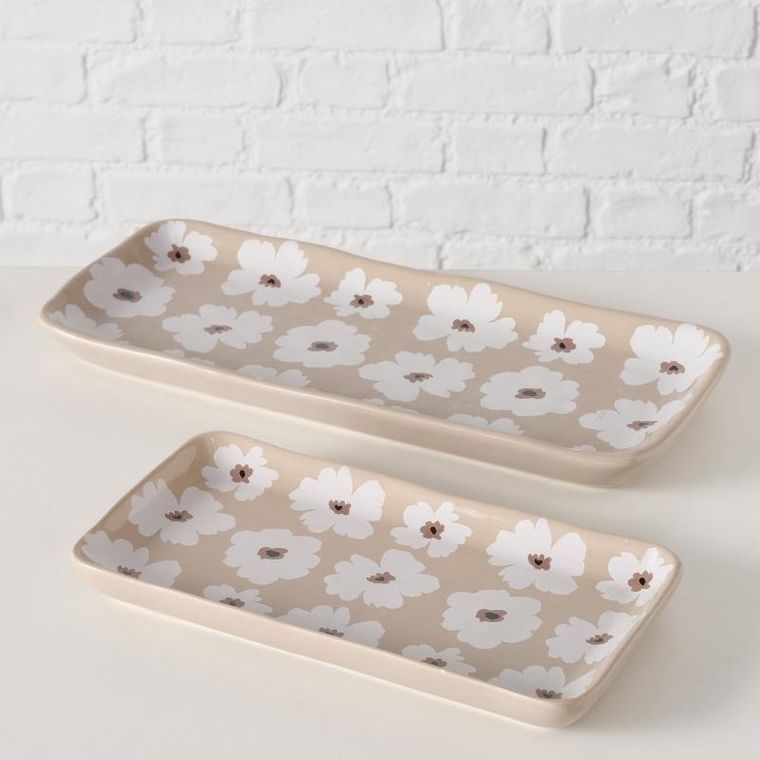 Boltze Home, Canea, patery ceramiczne w kwiaty, 13-15 cm