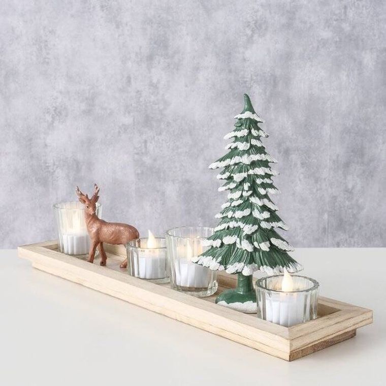 Boltze Home, dekoracyjna taca z figurkami i świecznikami, dł. 42 cm