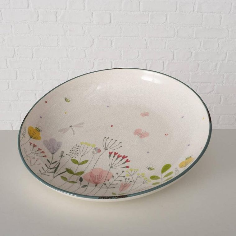 Boltze Home, Florina, talerze ceramiczne, kwiaty polne, 2 szt.