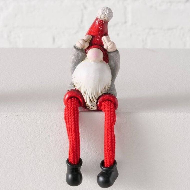 Boltze Home, Hayo, ceramiczna figurka, siedzący gnom, 18 cm