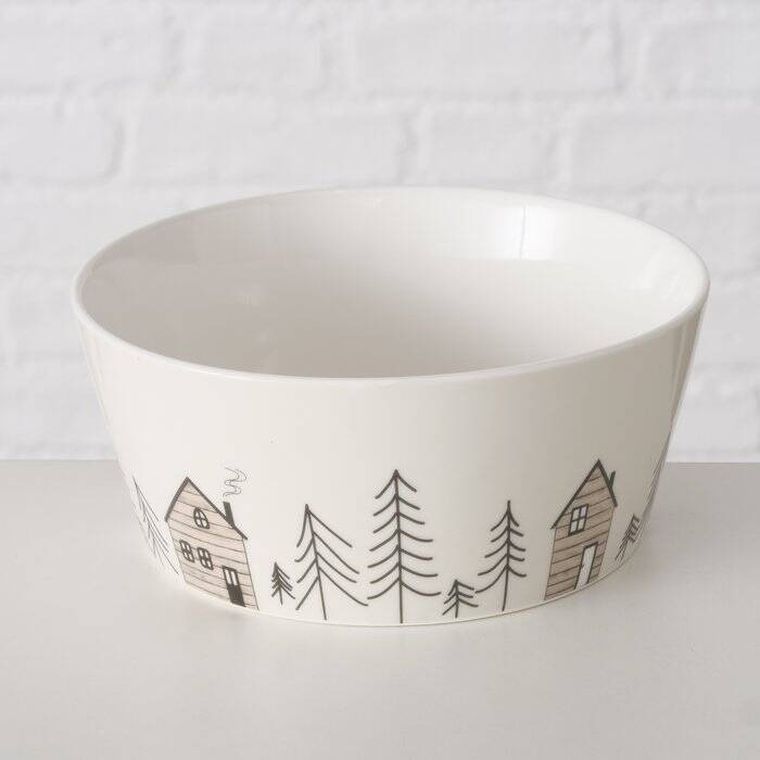 Boltze Home, Homewood, miseczka z zimowym motywem choinek, średnica 15 cm